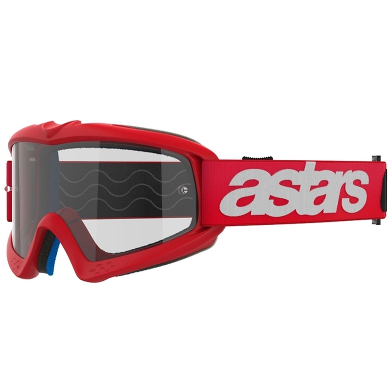 Detské motokrosové okuliare Alpinestars Vision Youth Blaze červené s čírym zorníkom
