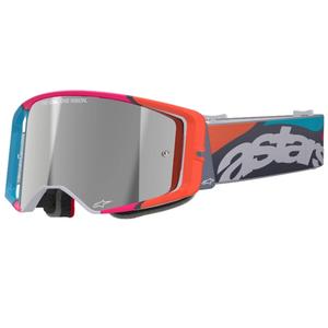 Motokrosové okuliare Alpinestars Supertech Stream šedo-multicolor so zrkadlovým strieborným zorníkom