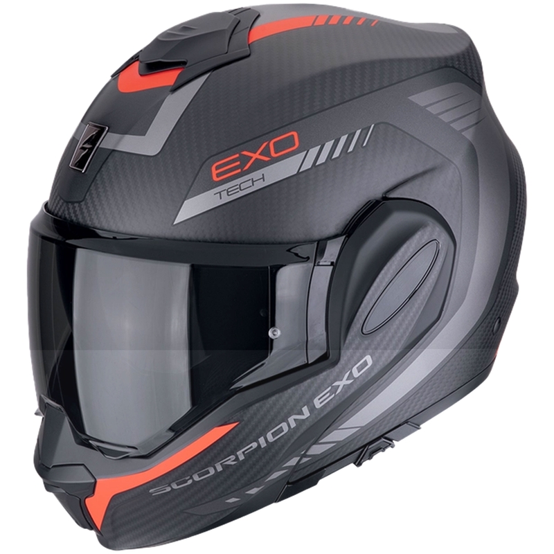Preklápacia prilba na motorku Scorpion EXO-TECH EVO CARBON COSY matná čierno-červená - II. akosť
