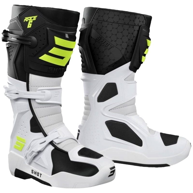 Motokrosové topánky Shot Race 6 čierno-bielo-fluo žlté 2 - II. akosť