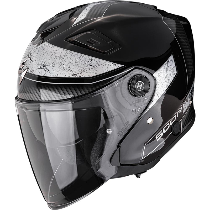 Otvorená prilba na motorku Scorpion EXO-GT Jet Crest čierno-strieborná