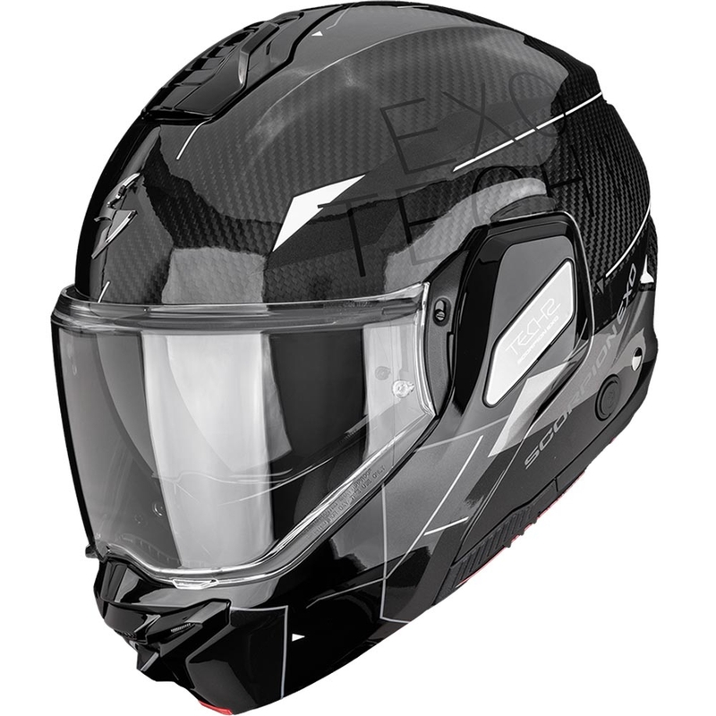 Preklápacia helma na motorku Scorpion EXO-TECH II Carbon Viator čierno-strieborná
