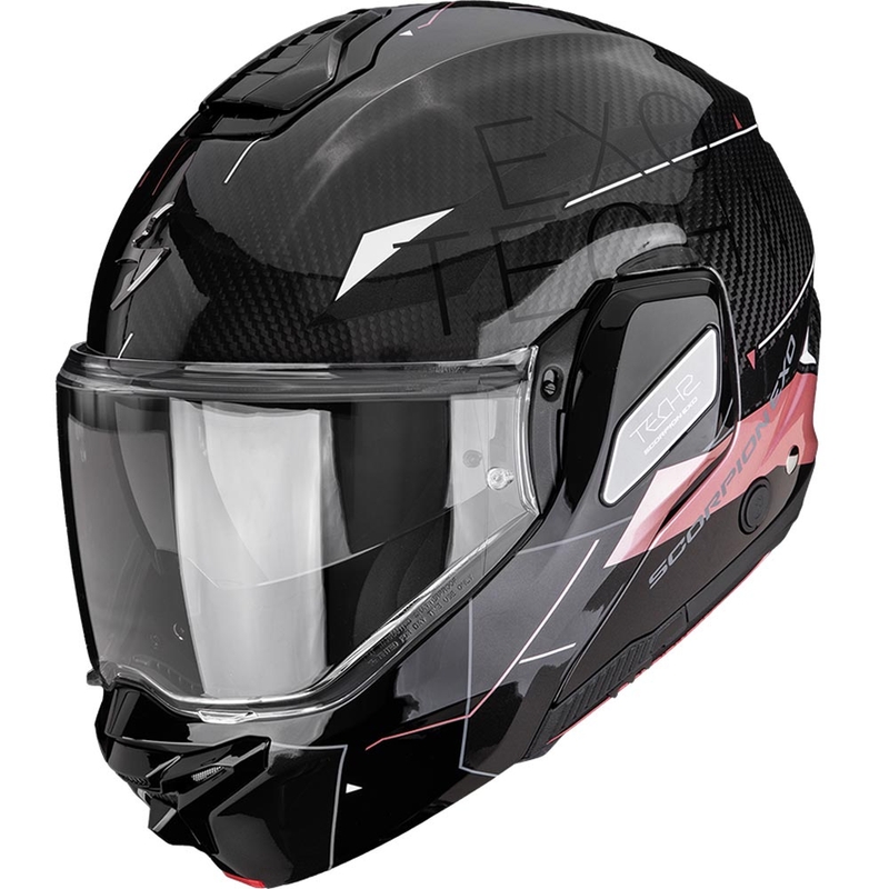 Preklápacia helma na motorku Scorpion EXO-TECH II Carbon Viator čierno-ružová
