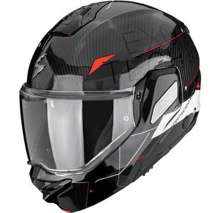 Preklápacia helma na motorku Scorpion EXO-TECH II Carbon Viator čierno-bielo-červená