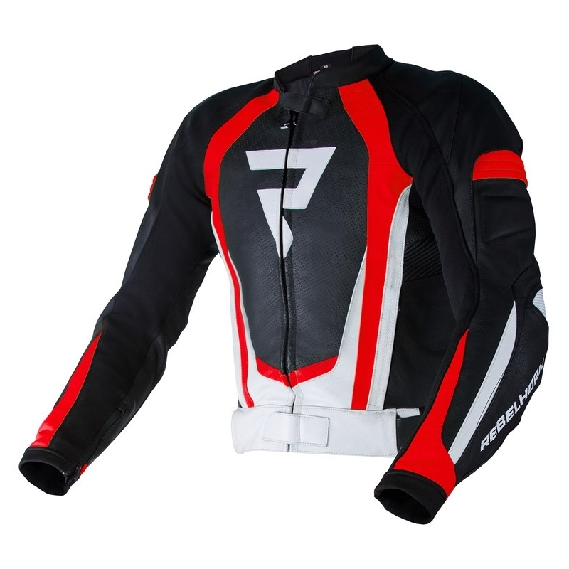 Bunda na motocykel Rebelhorn Piston II PRO čierno-bielo-fluo červená výpredaj