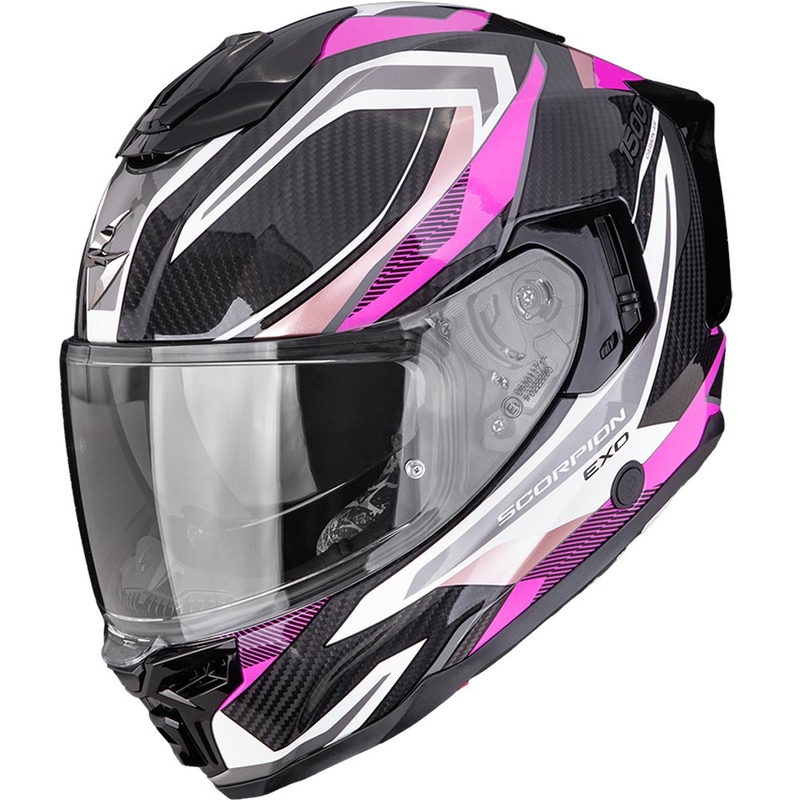Integrálna helma na motorku Scorpion EXO-1500 Carbon Air Hydro čierno-bielo-ružová