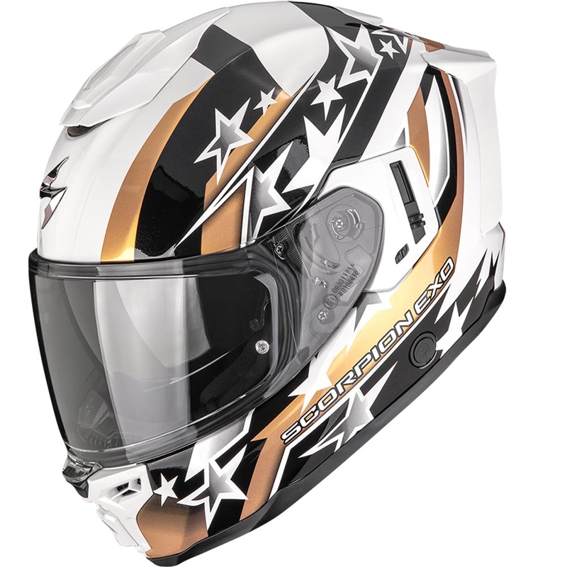 Integrálna helma na motorku Scorpion EXO-1500 Air Etoile bielo-čierno-zlatá