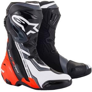 Topánky na motorku Alpinestars Supertech R čierno-fluo červeno-bielo-šedé