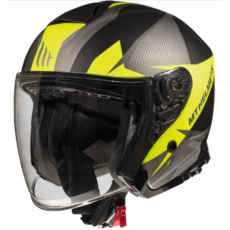 Otvorená prilba na motocykel MT Thunder 3 SV Wing čierno-šedo-fluo žltá výpredaj