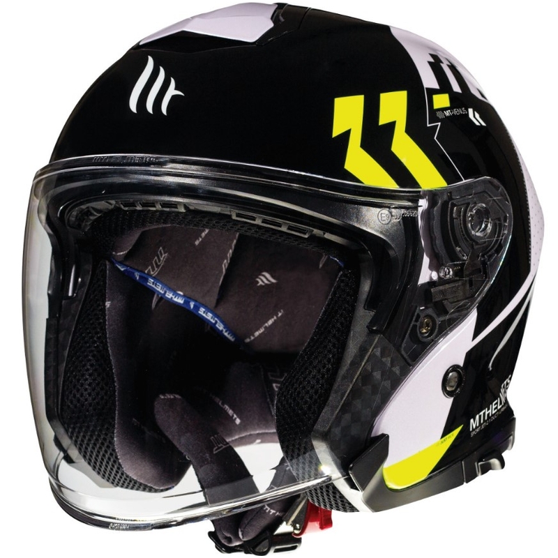 Otvorená prilba na motocykel MT Thunder 3 SV Venus čierno-bielo-fluo žltá výpredaj