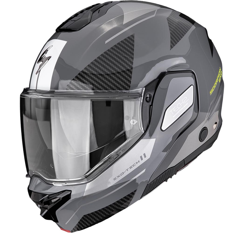 Preklápacia helma na motorku Scorpion EXO-TECH II Void strieborno-fluo žltá