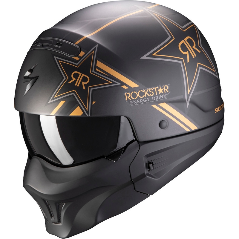 Otvorená prilba s maskou Scorpion EXO-COMBAT EVO Rockstar čierno-zlatá