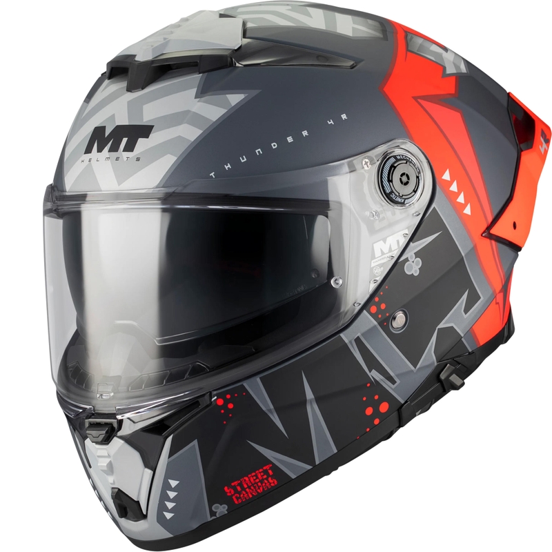 Integrálna prilba na motorku MT Thunder 4 R SV Canvas C5 čierno-šedo-červená
