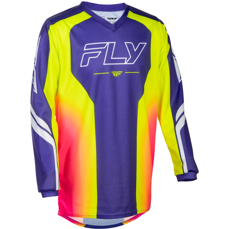 Detský motokrosový dres FLY Racing F-16 Raze fialovo-červeno-žltý