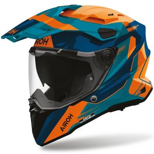 Enduro helma na motorku Airoh Commander 2 Razor modro-oranžová