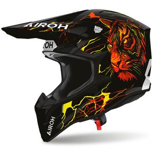 Motokrosová prilba na motorku Airoh Wraaap Tyger čierno-červeno-žltá
