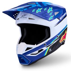 Detská motokrosová prilba na motorku Alpinestars S-M3 Falcon modro-bielo-čierna
