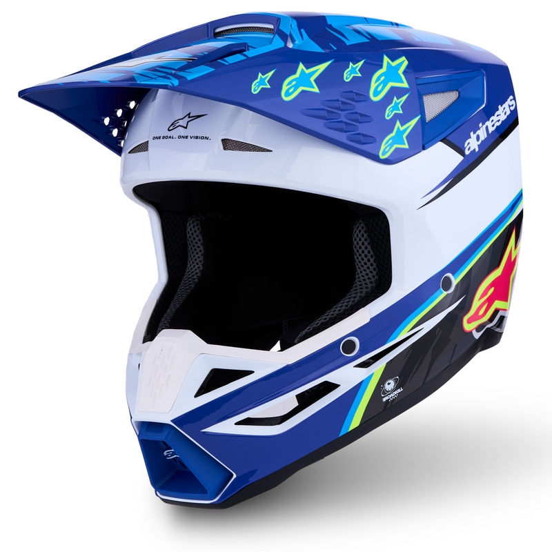 Detská motokrosová prilba na motorku Alpinestars S-M3 Falcon modro-bielo-čierna