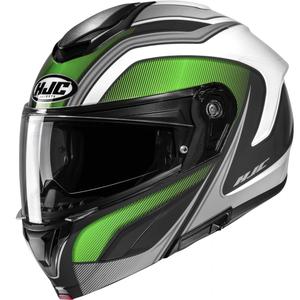 Výklopná helma na motorku HJC C92 Sirius MC4 čierno-bielo-strieborno-zelená