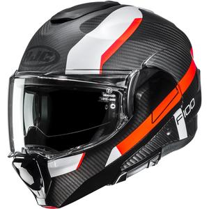 Preklápacia helma na motorku HJC F100 Carbon Askan MC6HSF čierno-oranžovo-bielo-červená
