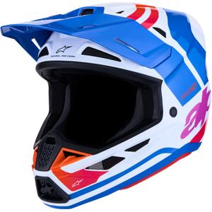 Motokrosová helma na motorku Alpinestars Supertech S-M7 Core bílo-modro-oranžová
