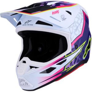 Motokrosová prilba na motorku Alpinestars Supertech S-M7 Blaster fialovo-biela