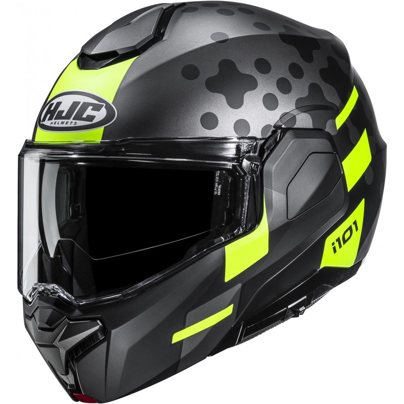 Preklápacia helma na motorku HJC i101 Astel MC3HSF čierno-šedo-fluo žltá