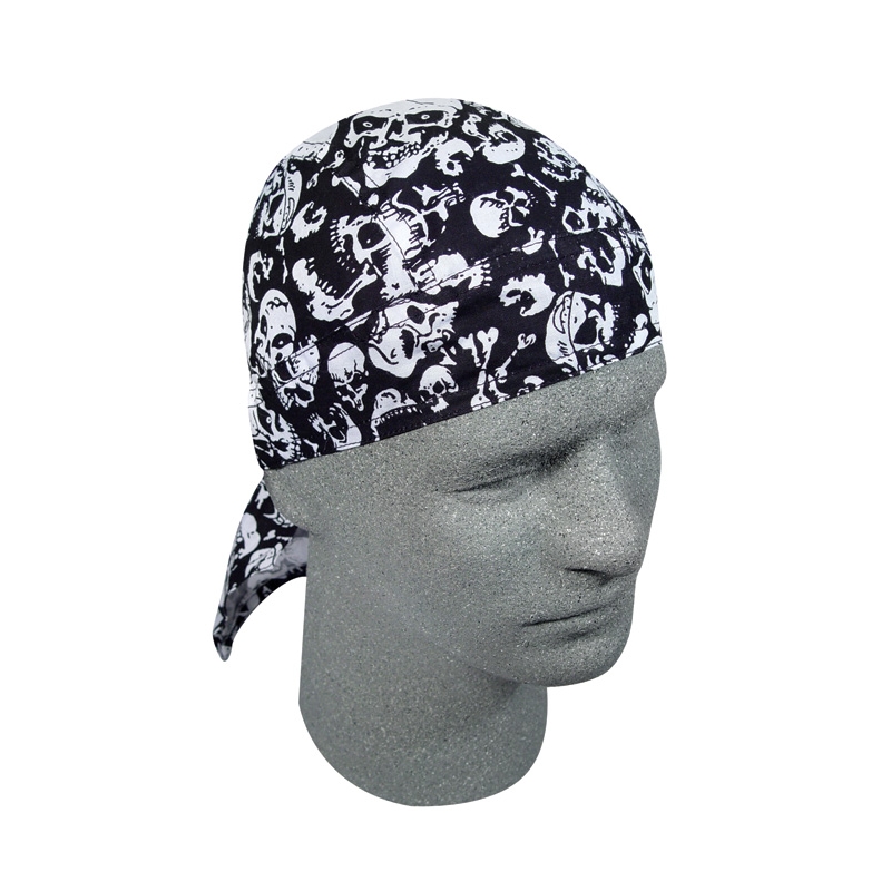 Šatka na moto Zanhead-Multi skull white