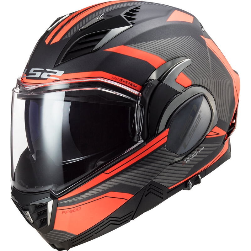 Preklápacia prilba na motocykel LS2 FF900 Valiant II Revo titánovo-fluo oranžová