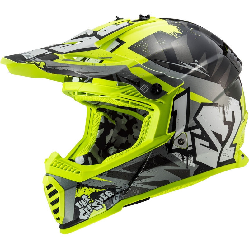 Detská motokrosová prilba LS2 MX437 Fast Evo Mini Crusher čierno-fluo žltá