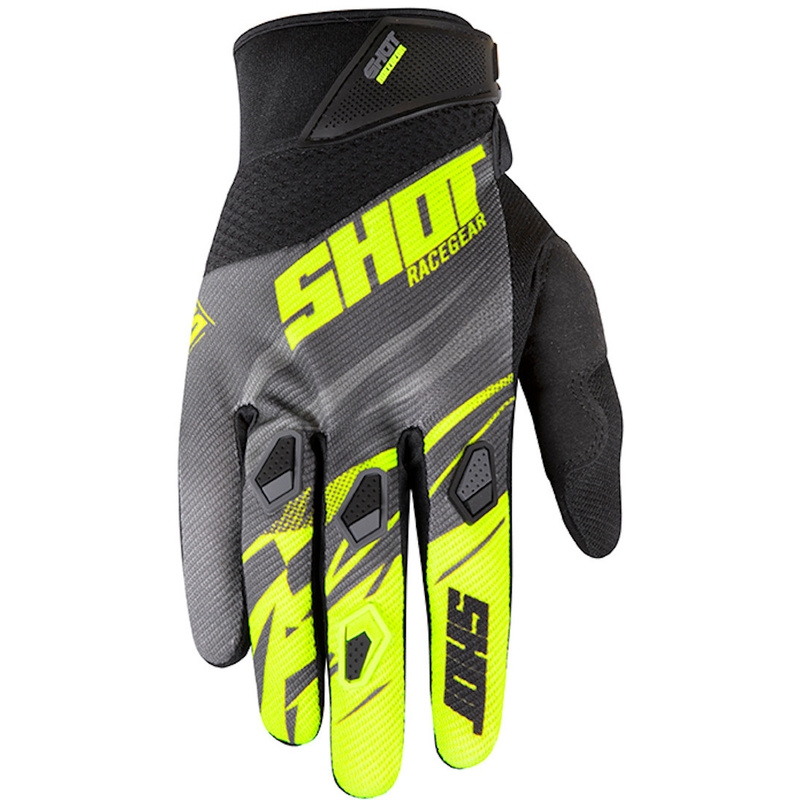 Motocrossové rukavice Shot Devo Ventury čierno-šedo-fluo žlté