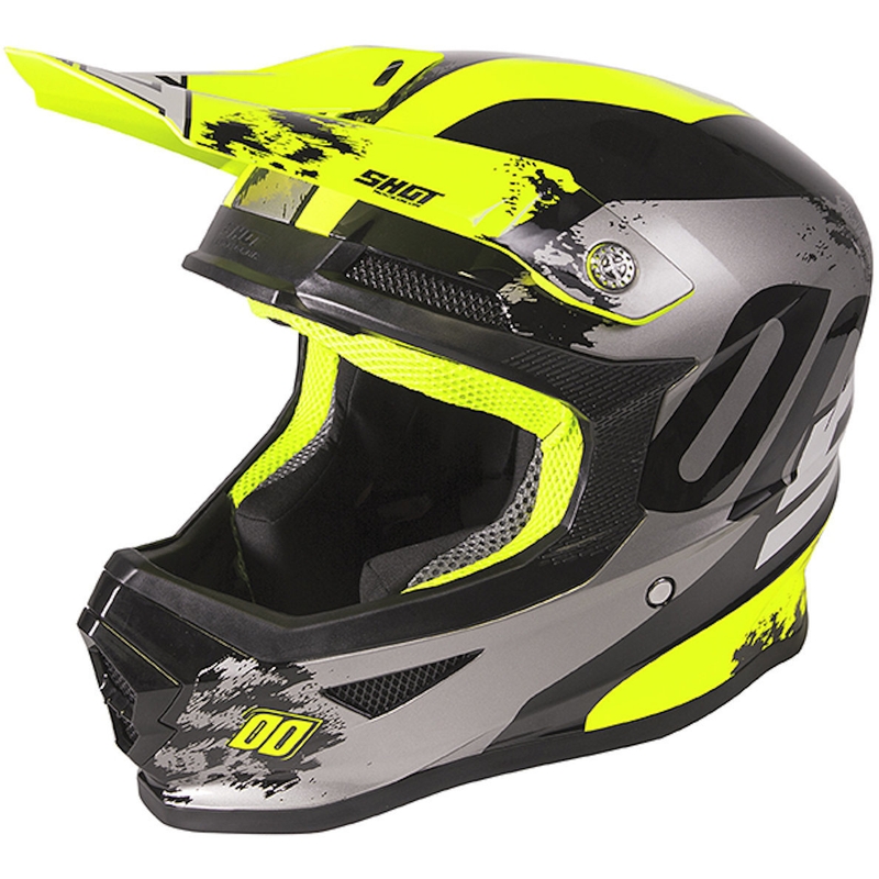 Detská motokrosová prilba Shot Furious Shadow čierno-šedo-fluo žltá