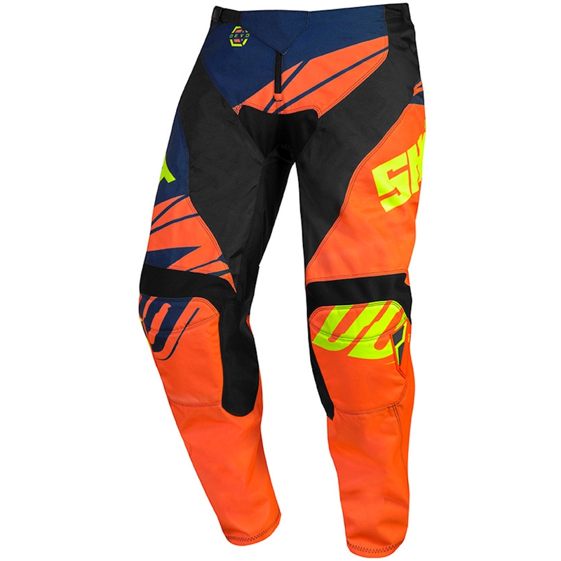 Detské motokrosové nohavice Shot Devo Ventury oranžovo-modro-fluo žlté
