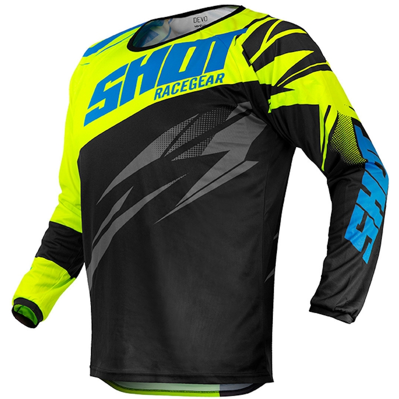 Detský motokrosový dres Shot Devo Ventury čierno-modro-fluo žltý výpredaj