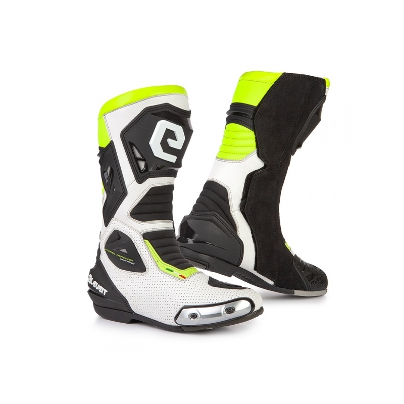 Čižmy na motocykel Eleveit SP-01 bielo-čierno-fluo žlté
