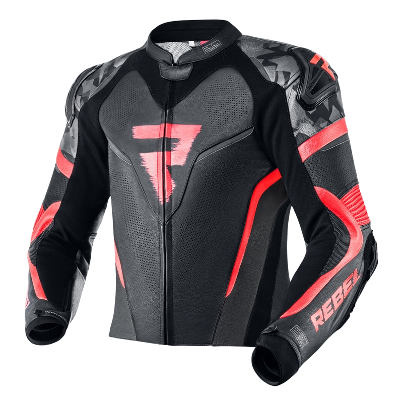 Bunda na motocykel Rebelhorn Rebel čierno-fluo červená výpredaj