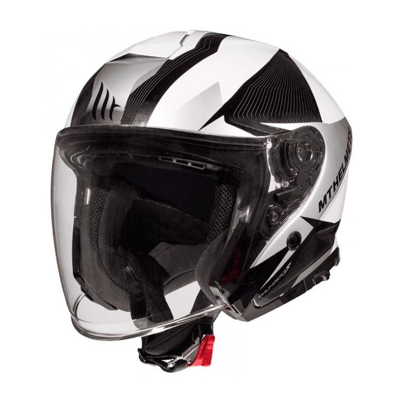 Otvorená prilba na motocykel MT Thunder 3 SV Wing čierno-bielo-strieborná
