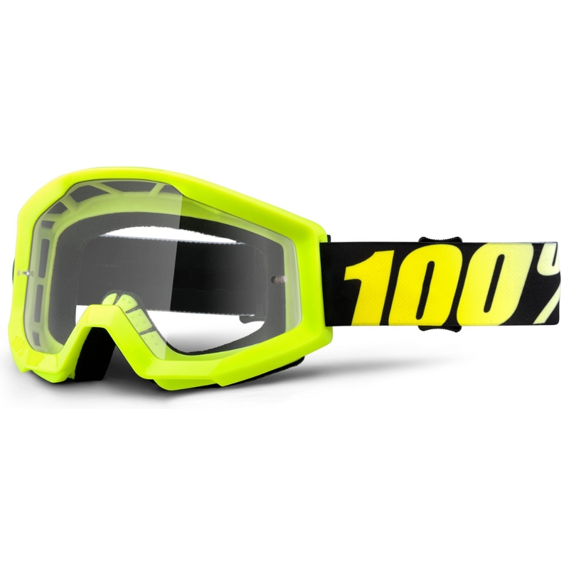 Motokrosové okuliare 100% Strata čierno-fluo žlté (číre plexi)