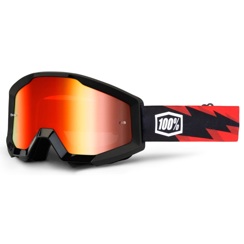 Motokrosové okuliare 100% Strata Slash (červené chróm plexi)