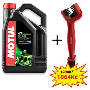 Sada olej 5100 Ester 15W-50 4L + kefa na čistenie reťaze Motul