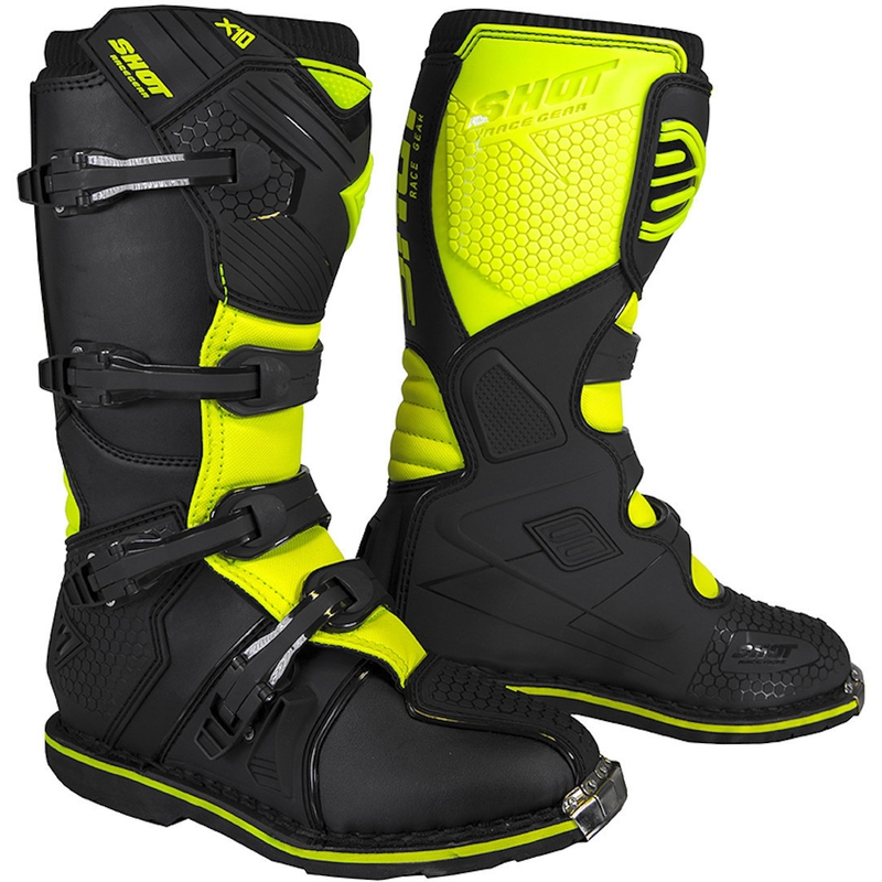 Čižmy na motocykel Shot X10 2.0 čierno-fluo žlté výpredaj