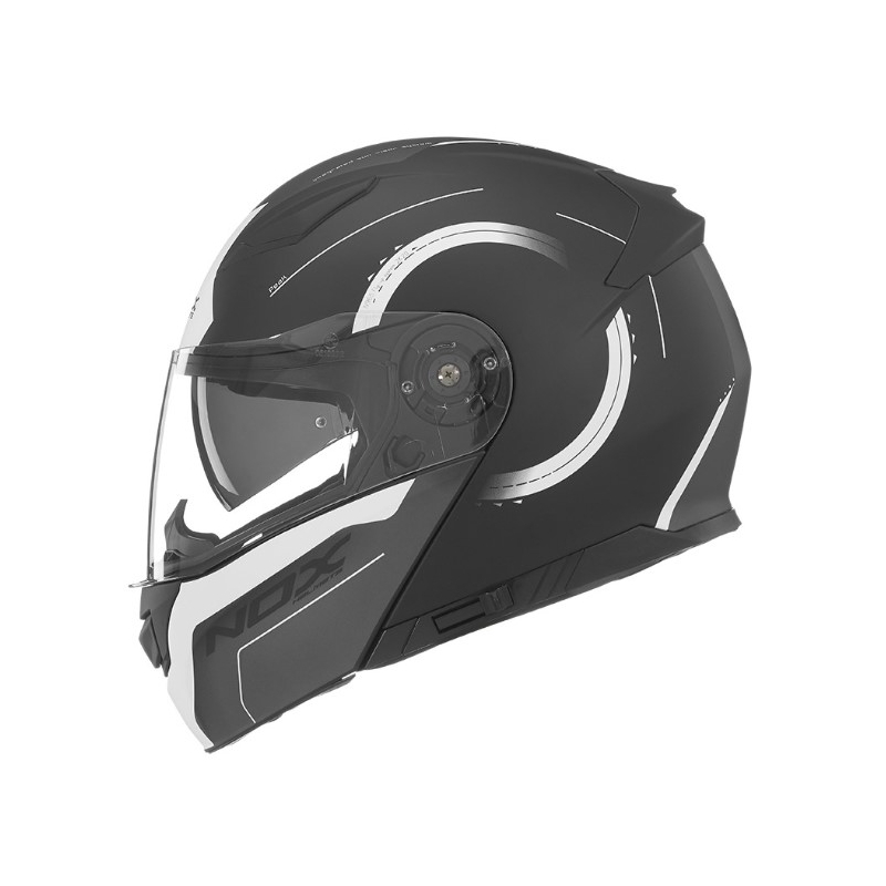 Vyklápacia prilba na motocykel NOX N965 Peak čierno-biela