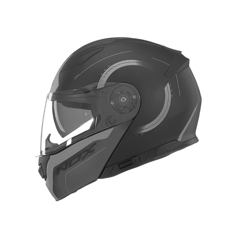 Vyklápacia prilba na motocykel NOX N965 Peak čierno-strieborná