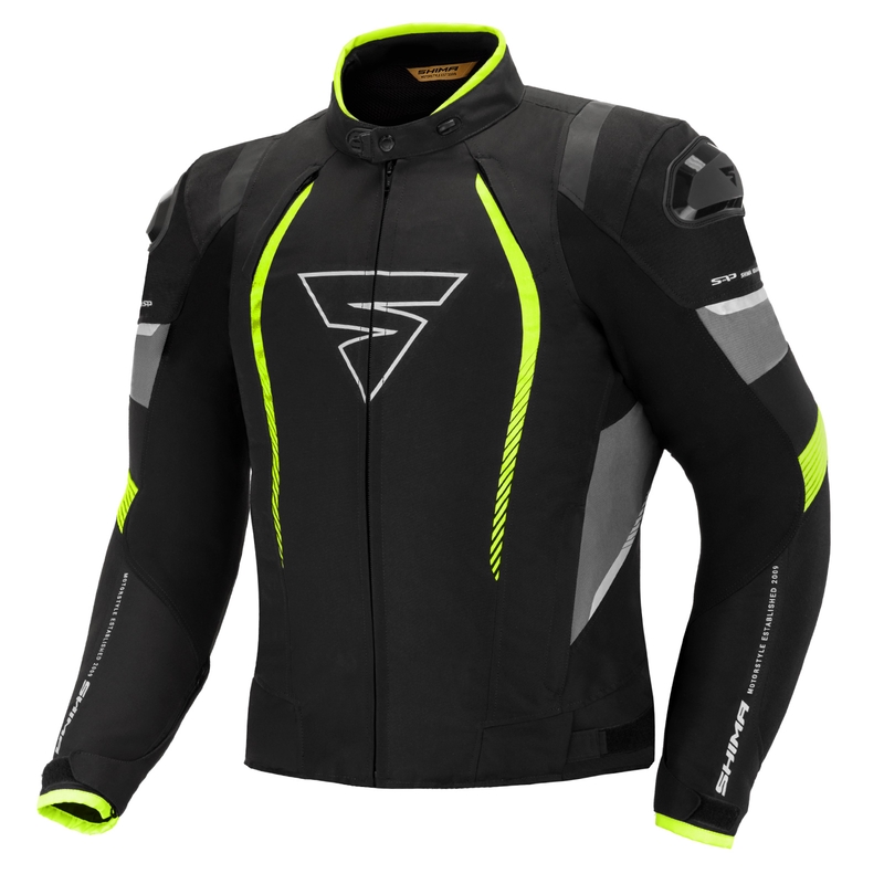 Bunda na motocykel Shima Solid Pro čierno-šedo-fluo žltá