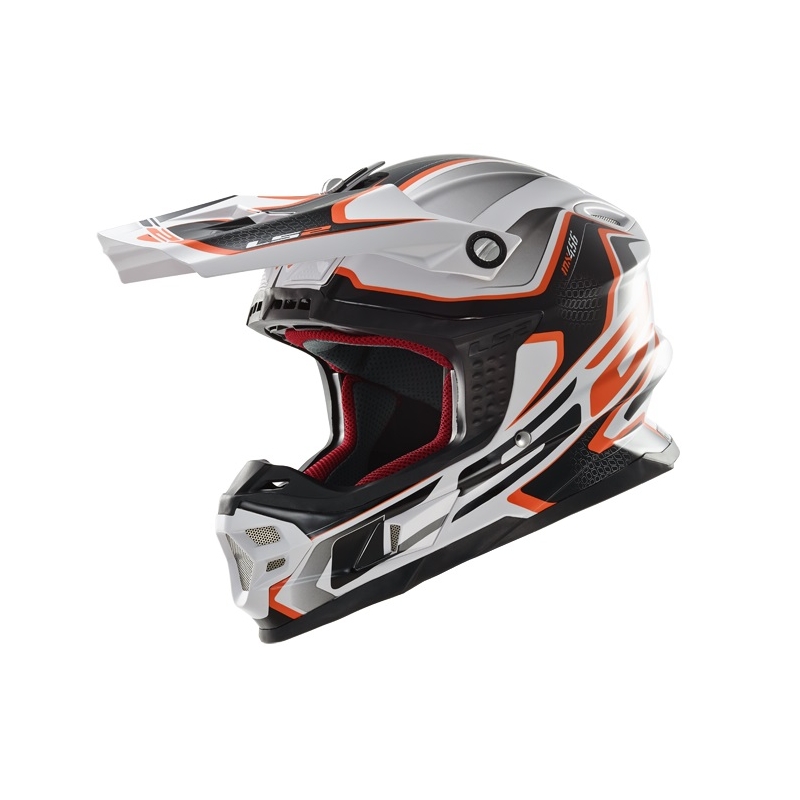 Motokrosová prilba LS2 MX456 Compass bielo-oranžová